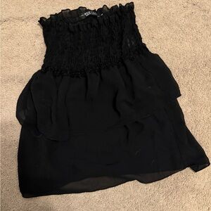 Y2K Rampage Black Ruffled Strapless Top